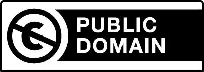 「C」を打ち消したマークと，「PUBLIC DOMAIN」の文字．