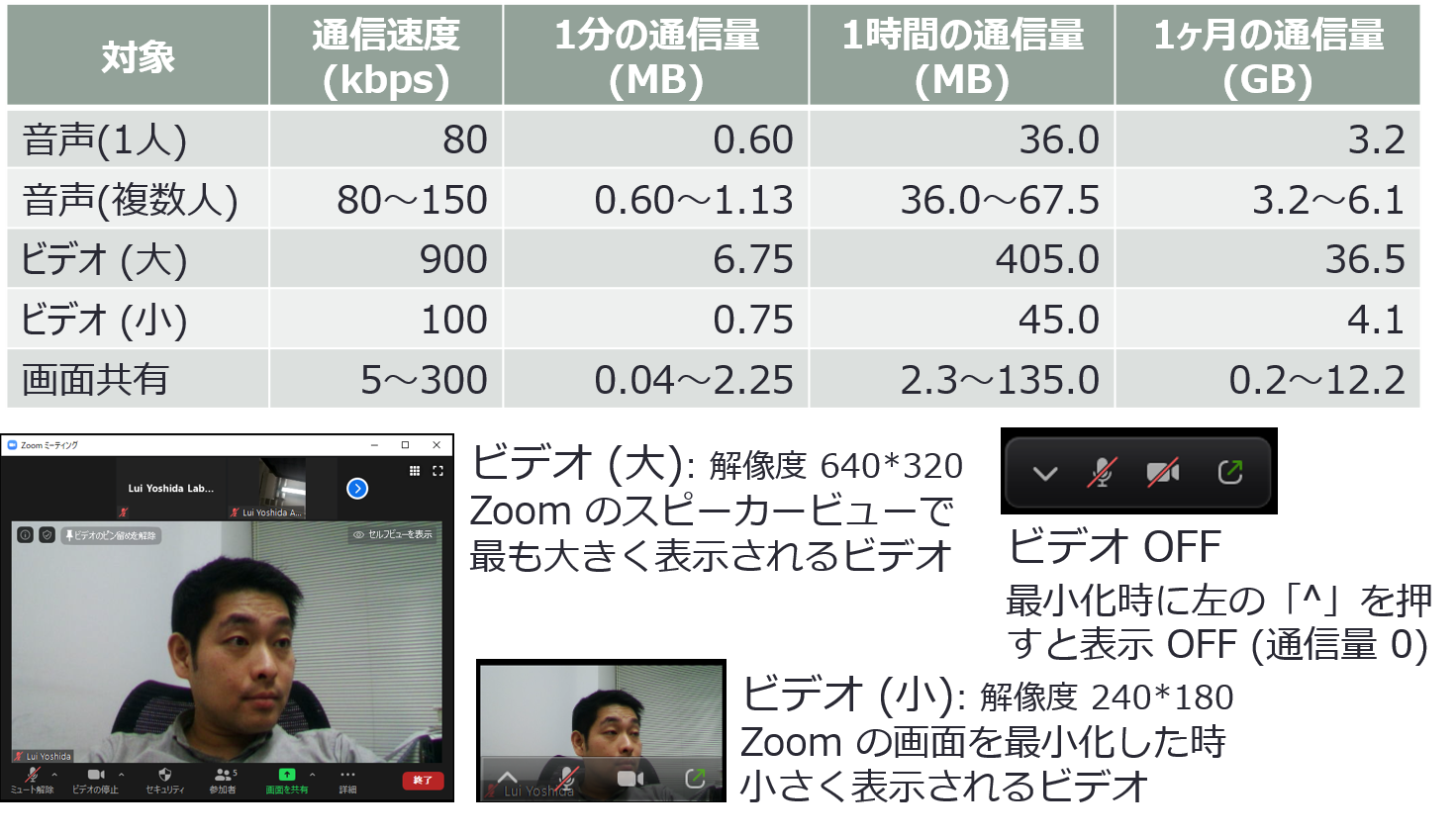 Zoom の通信量
